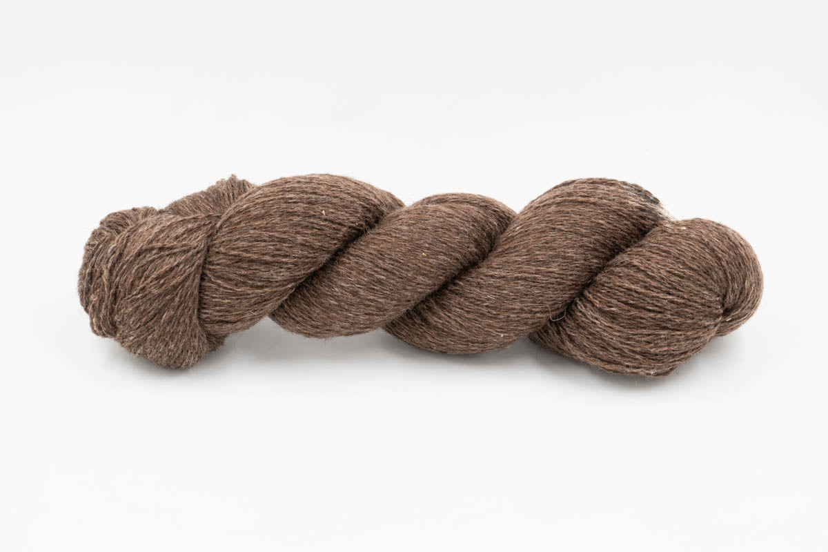 Sheep Wool/Cashmere Blend Yarn - Undyed Roasted Walnut Brown - Lace-Yarn Skein-ULA+LIA